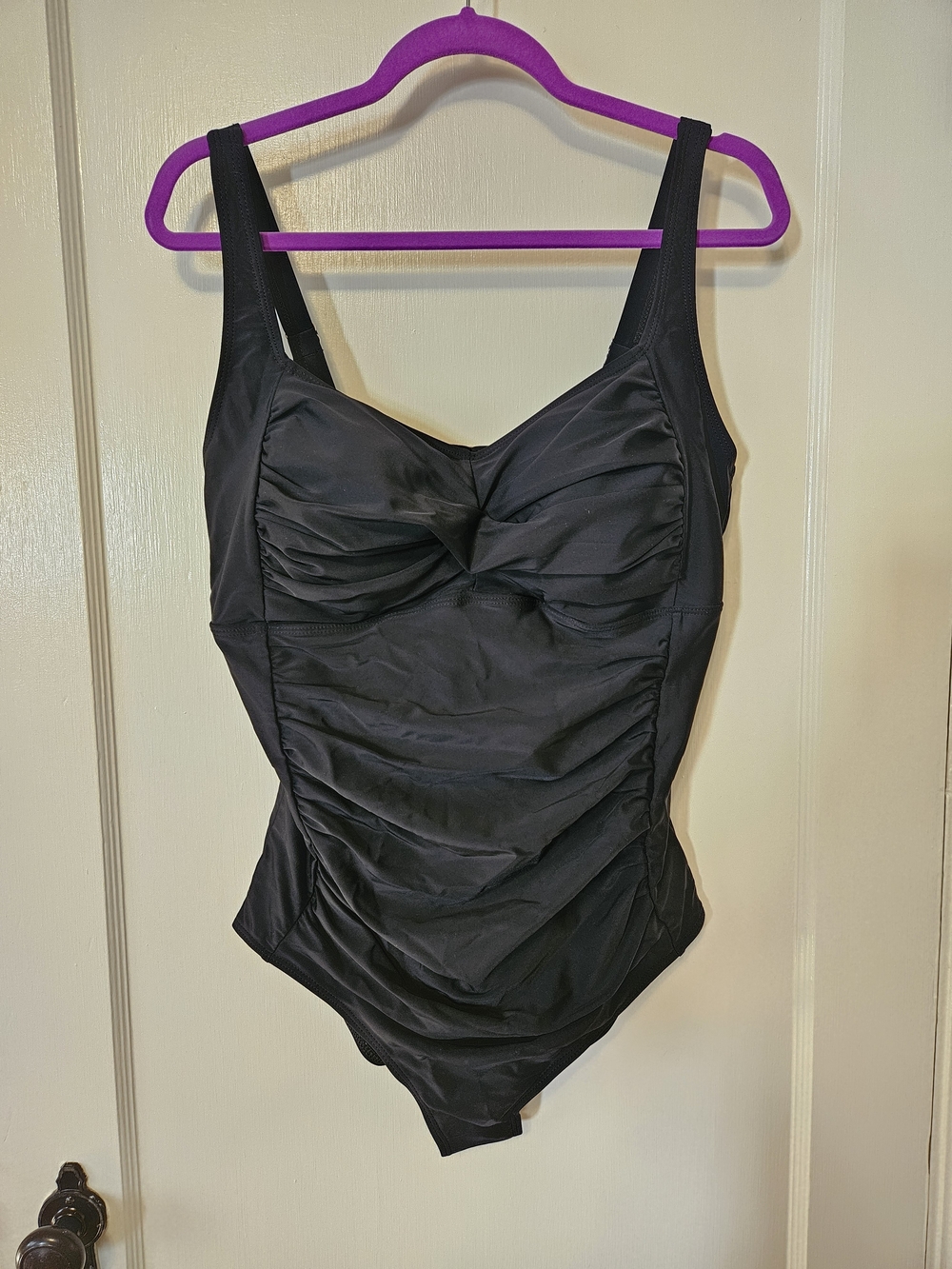 Younique Women's Black Ruched One-Piece Swimsuit